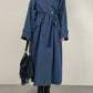 Trench vintage con gilet staccabile in vera pelliccia lapin