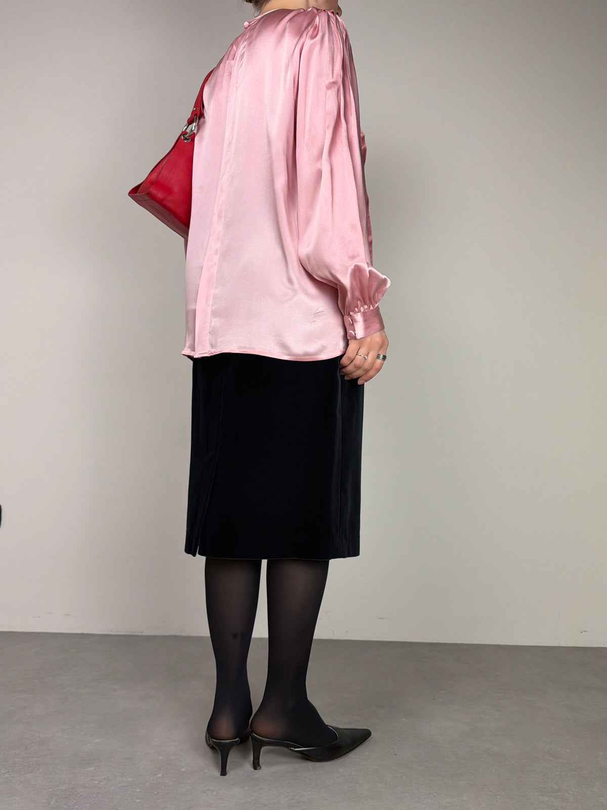 Blusa vintage in pura seta rosa