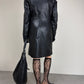 Trench vintage in vera pelle a doppiopetto
