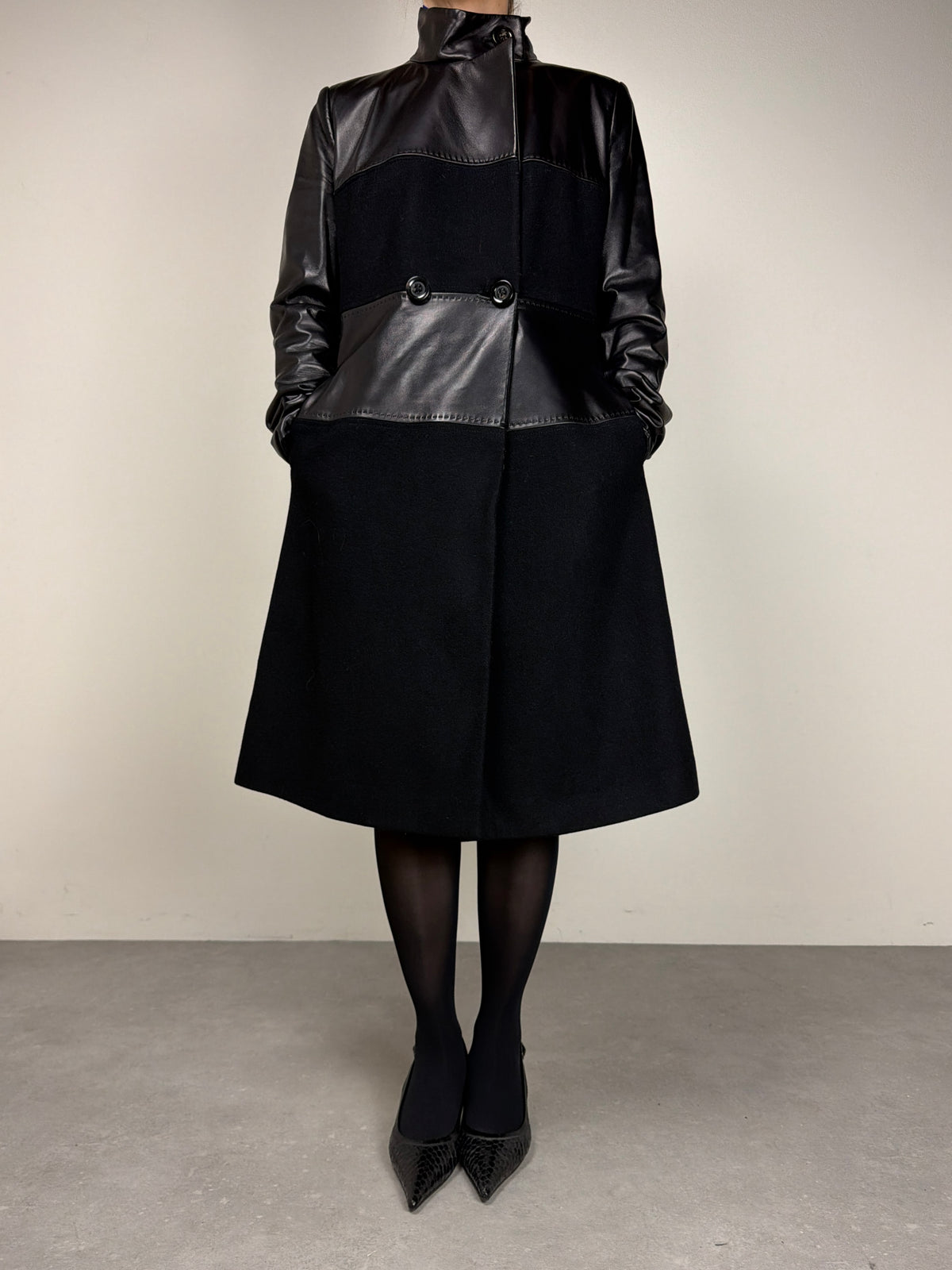 Cappotto Sportmax in vera pelle e lana