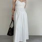 Abito lungo bustier con inserti in seta