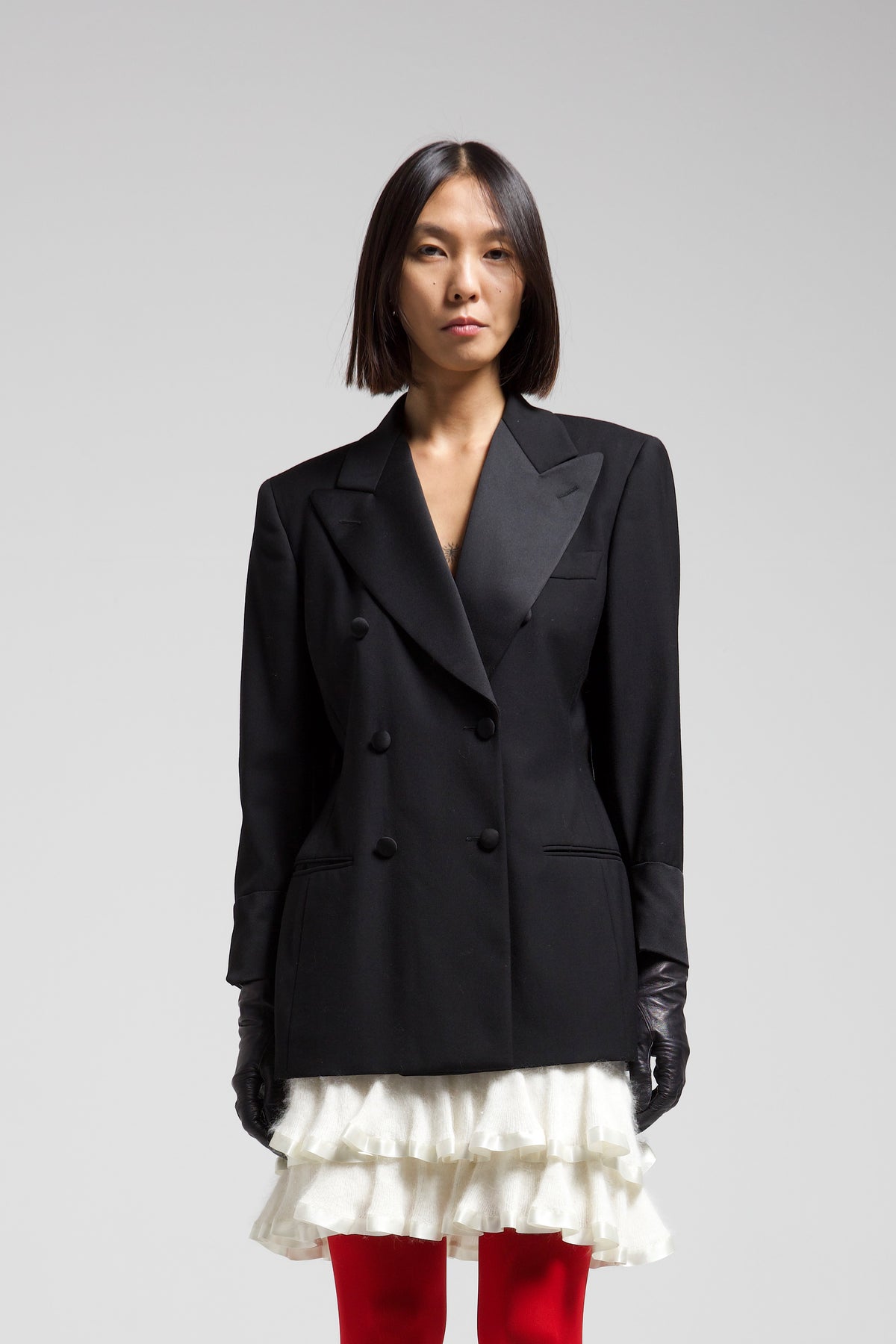 Blazer smoking nero in lana