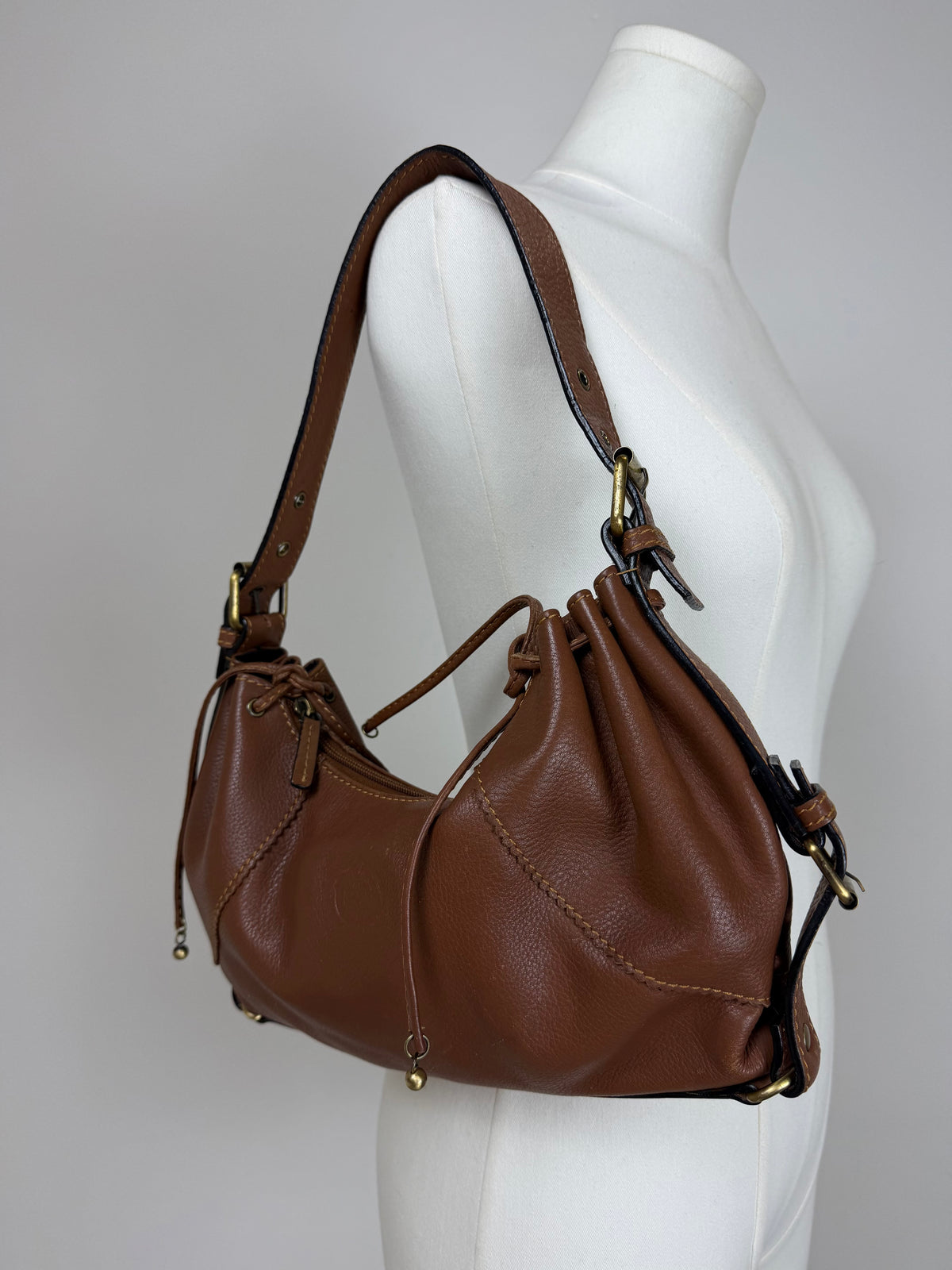 Borsa in vera pelle color cuoio