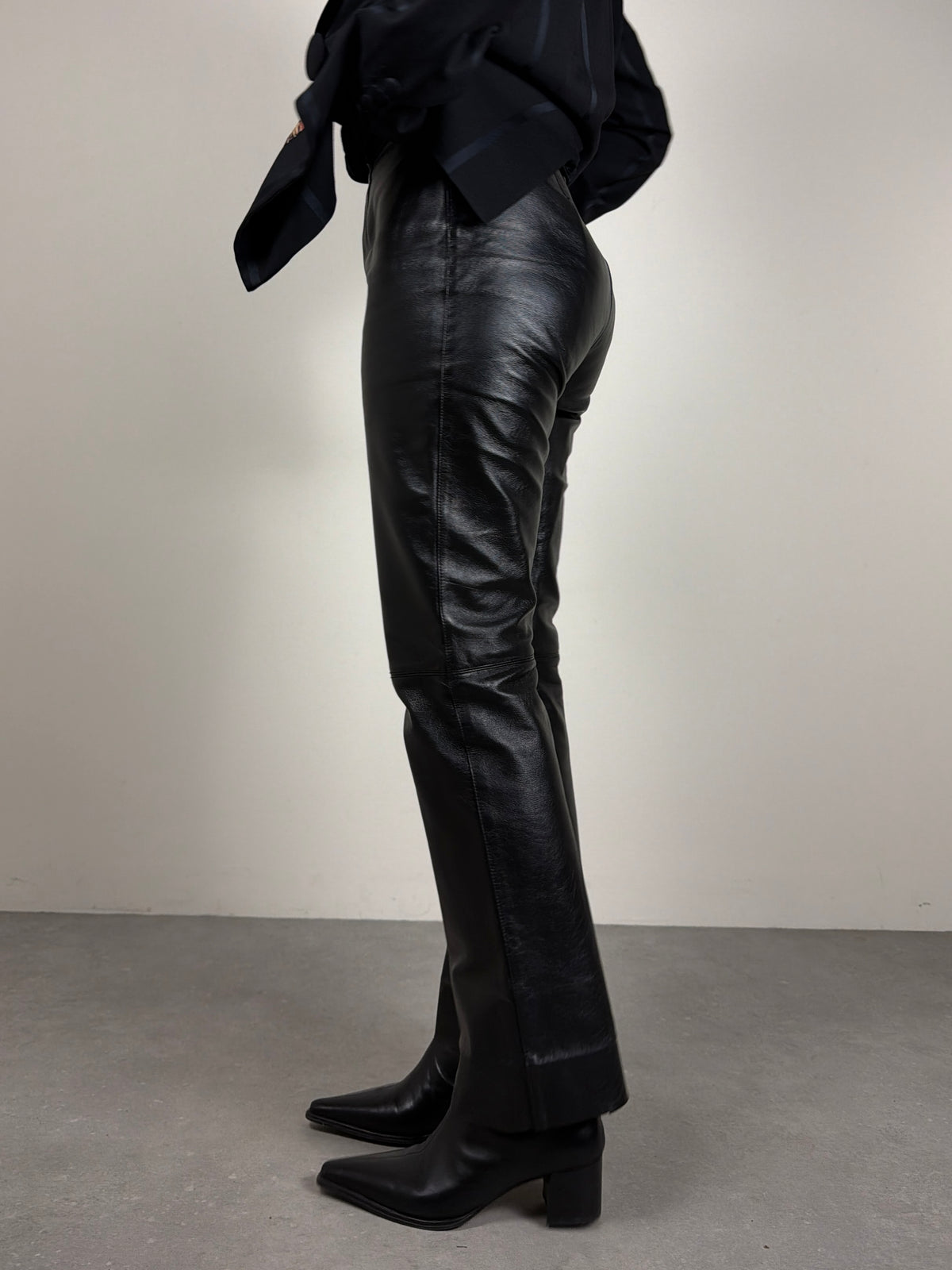 Pantalone vintage in vera pelle neri