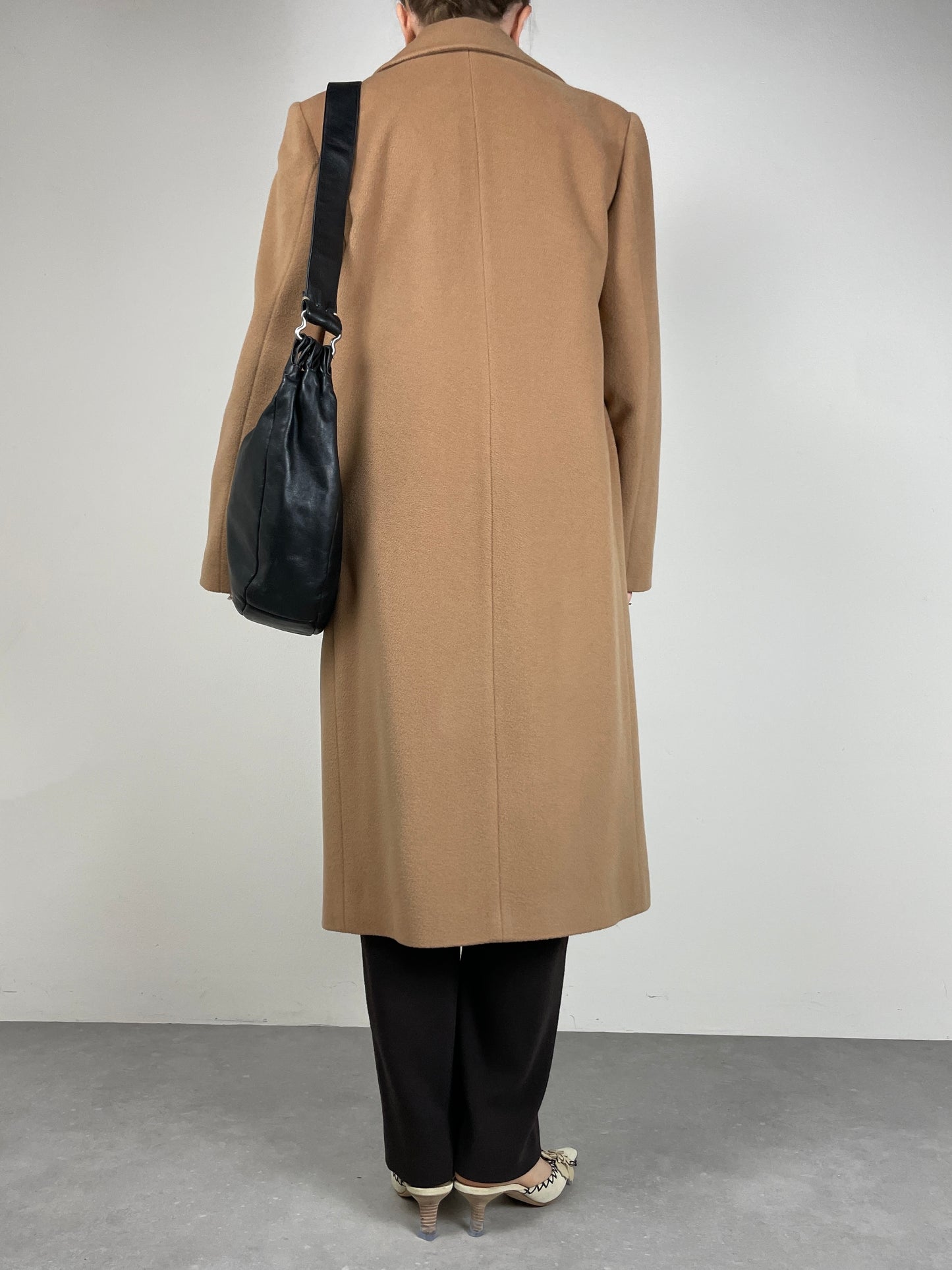 Cappotto in pura lana color cammello Made in Italy