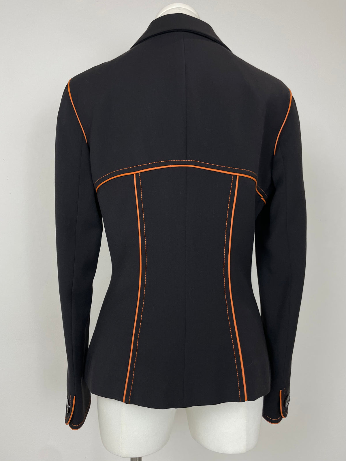 Blazer strutturato con profili in pelle arancione