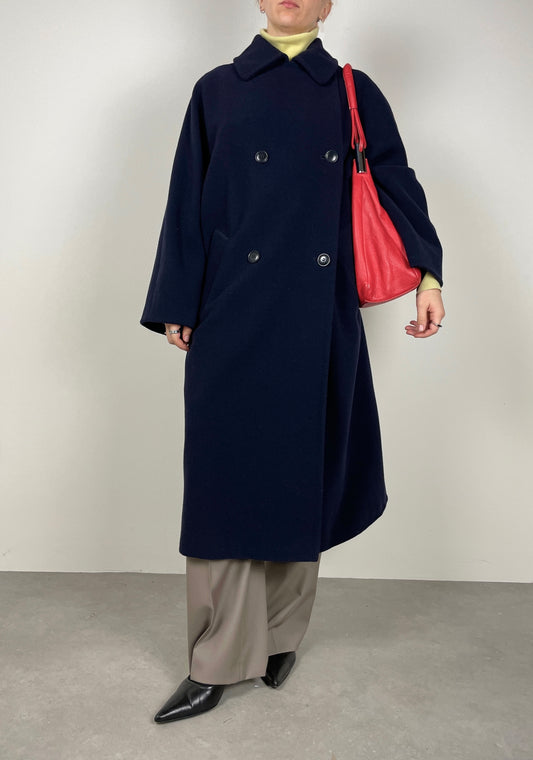 Double-breasted wool blue coat