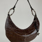 Borsa hobo in vera pelle effetto coccodrillo