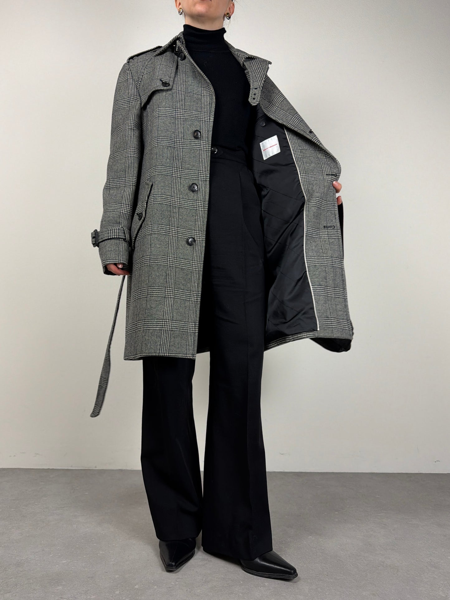 Paco Rabanne cappotto in lana a fantasia principe di Galles