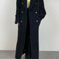 Long black wool, cashmere, angora coat