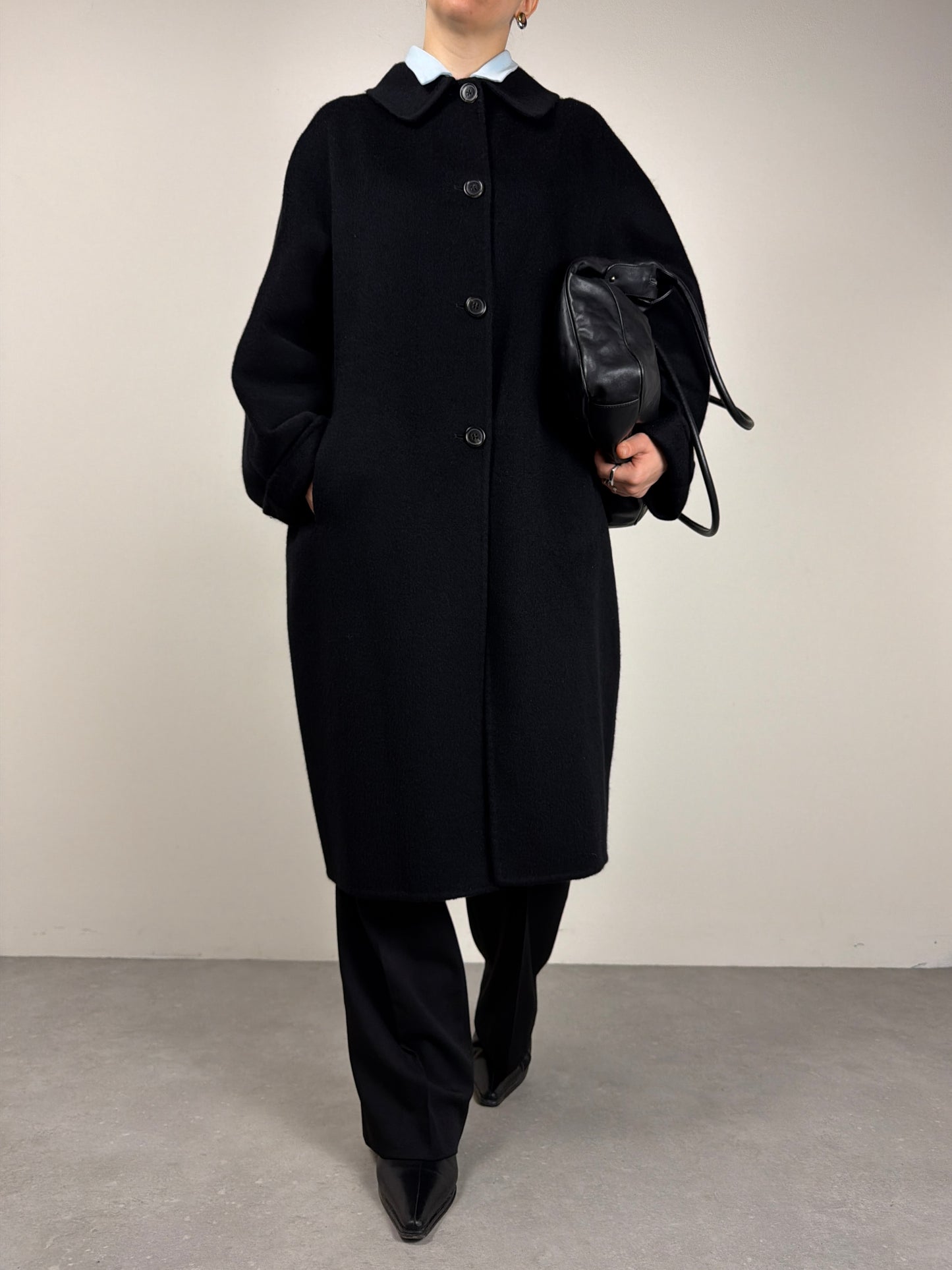 JIL Sander cappotto in drap di angora nero