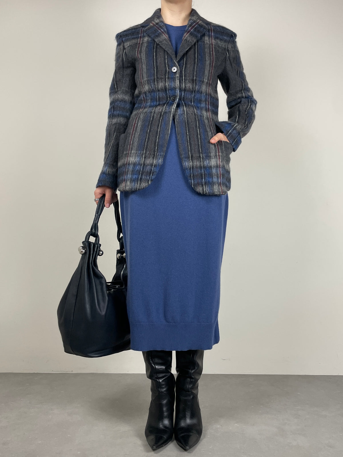 Blazer Jil Sander in mohair spazzolato tartan