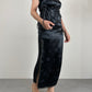 Qipao lungo in jacquard di viscosa nero