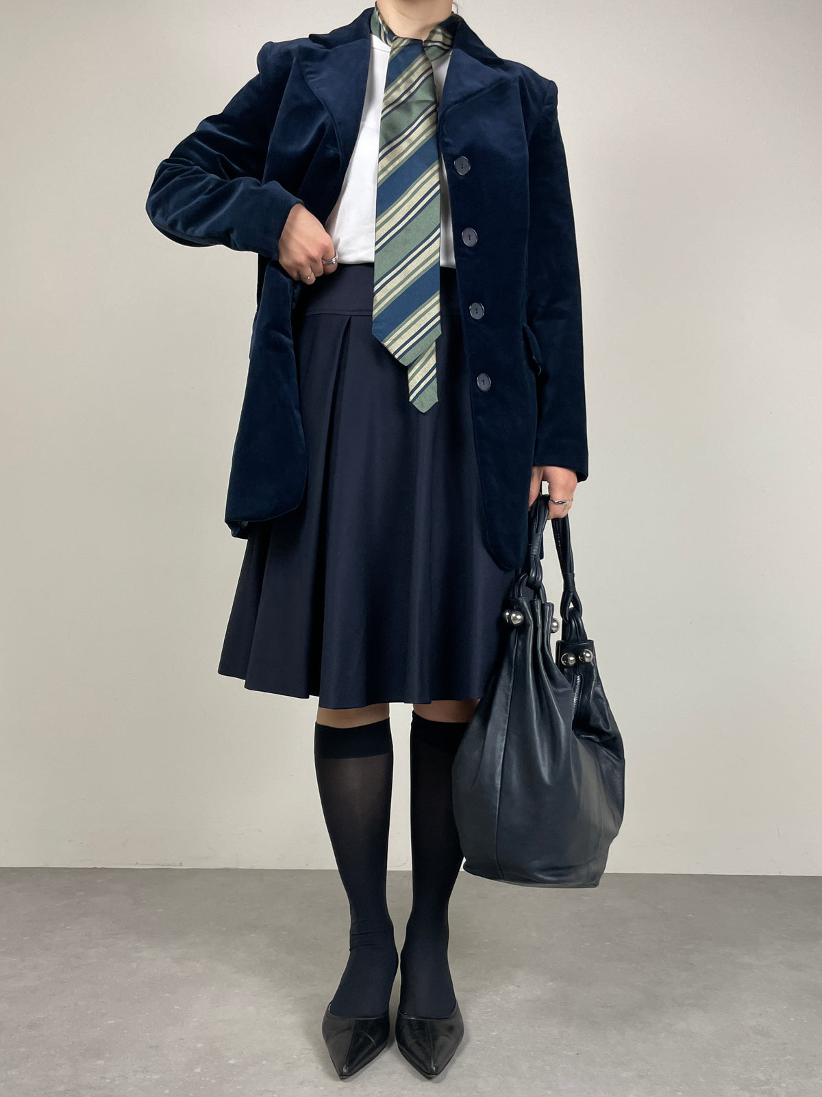 Blazer in velluto di cotone blu notte
