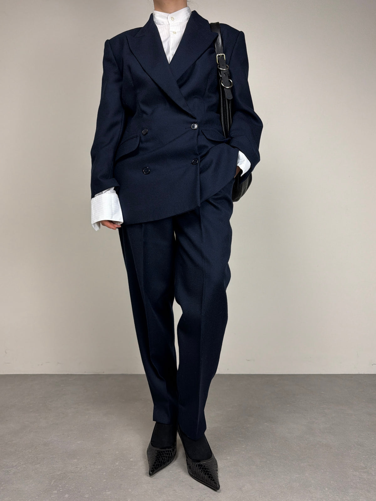 Completo vintage in 100% lana blu
