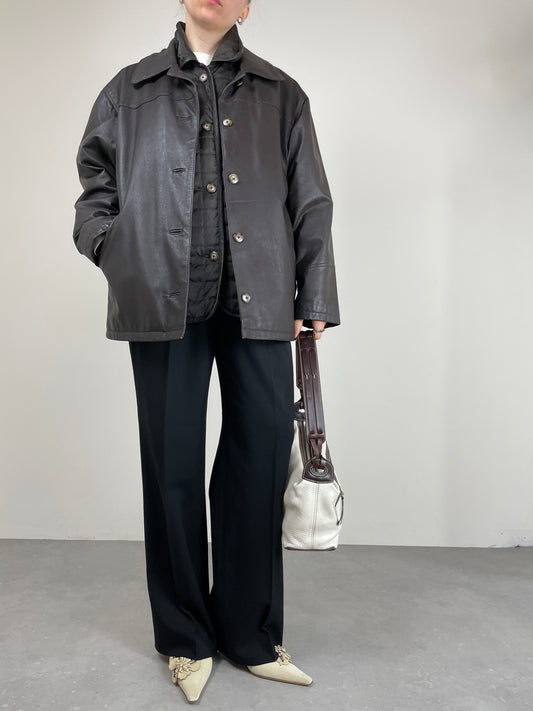 Giacca in vera pelle con gilet interno