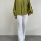 Camicia in pura seta verde oliva