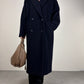 Cappotto blu a doppiopetto in lana e cashmere