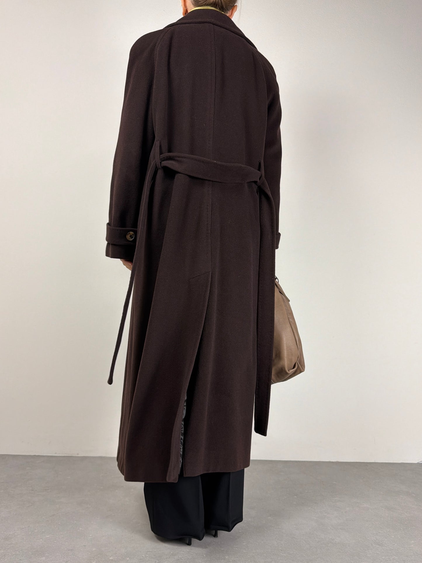 Cappotto lungo in lana color cioccolato