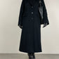 Cappotto nero in lana, angora e cashmere