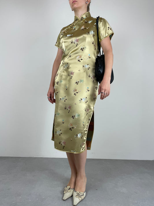 Qipao sartoriale in jacquard di viscosa