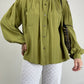 Camicia in pura seta verde oliva