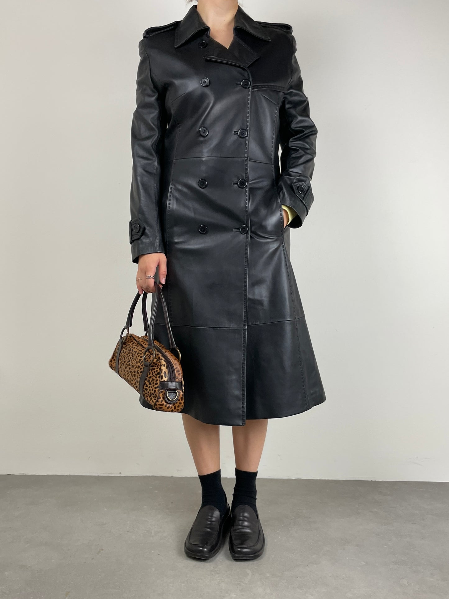 Trench vintage vera pelle nera