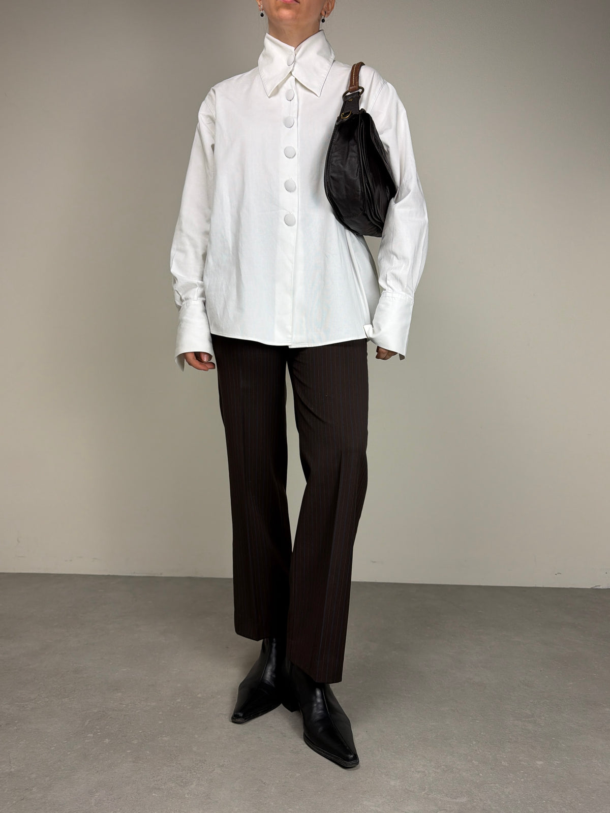 Camicia in cotone con colletto geometrico