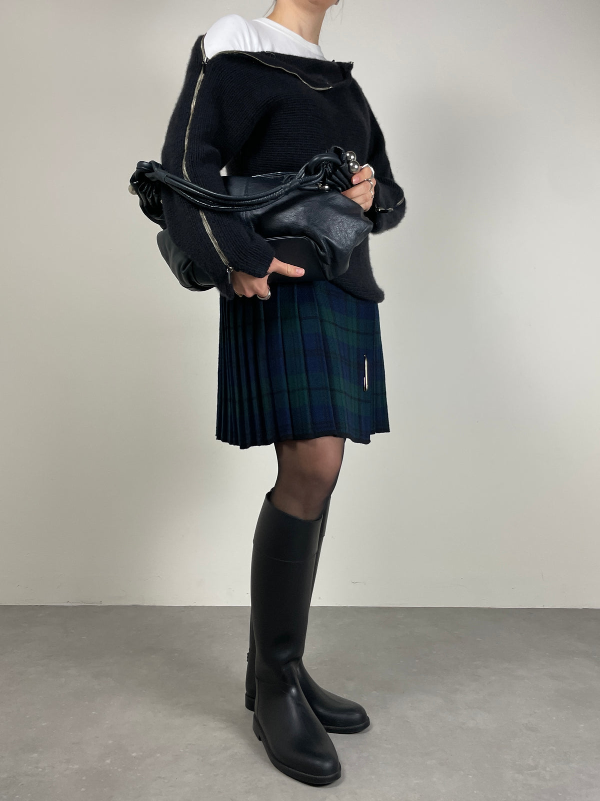 Hobo bag in vera pelle blu