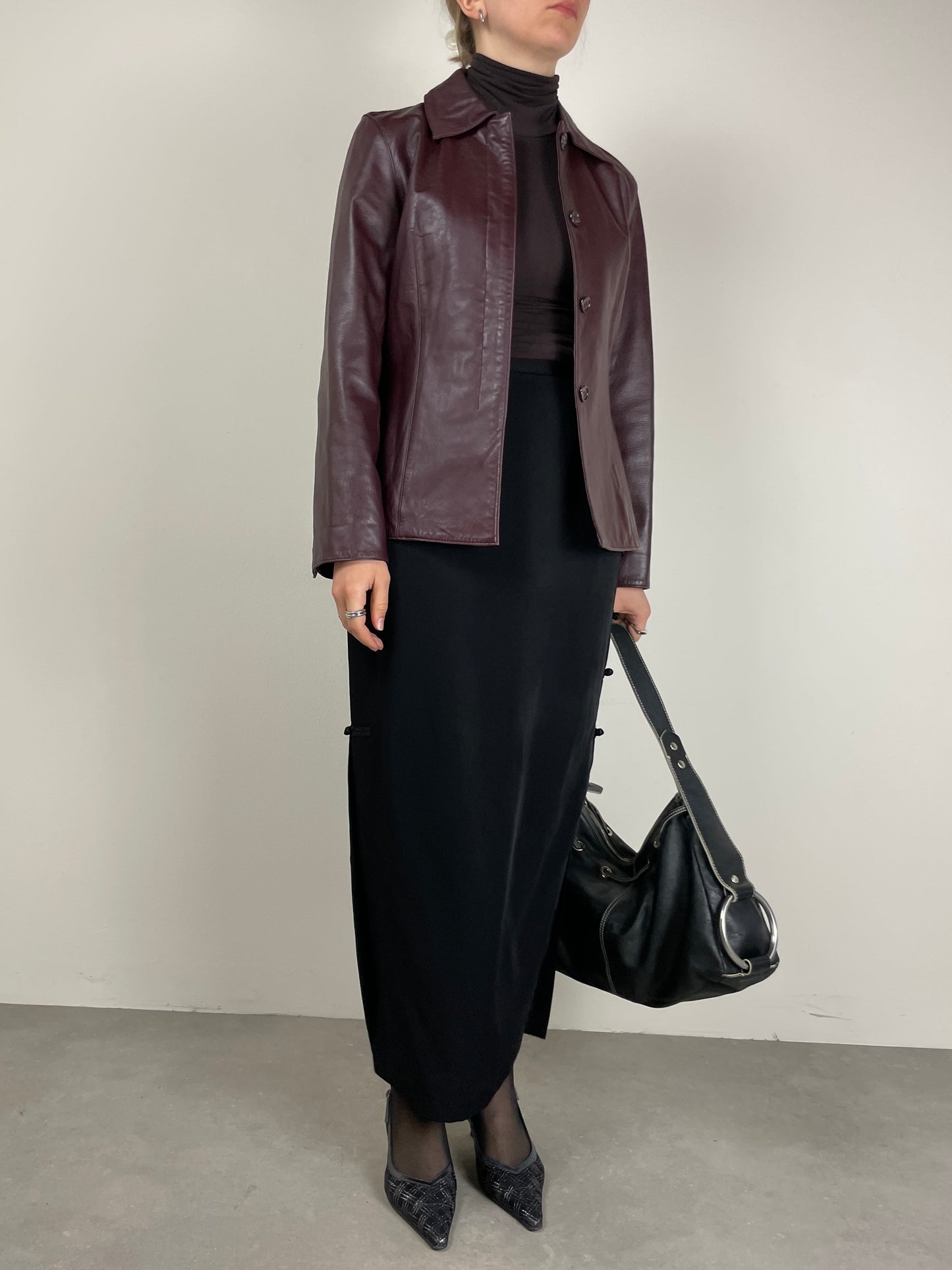 Giacca vera pelle bordeaux