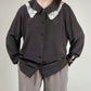 Camicia in pura seta con colletto in pizzo