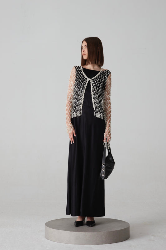 Cardigan all’uncinetto con perline