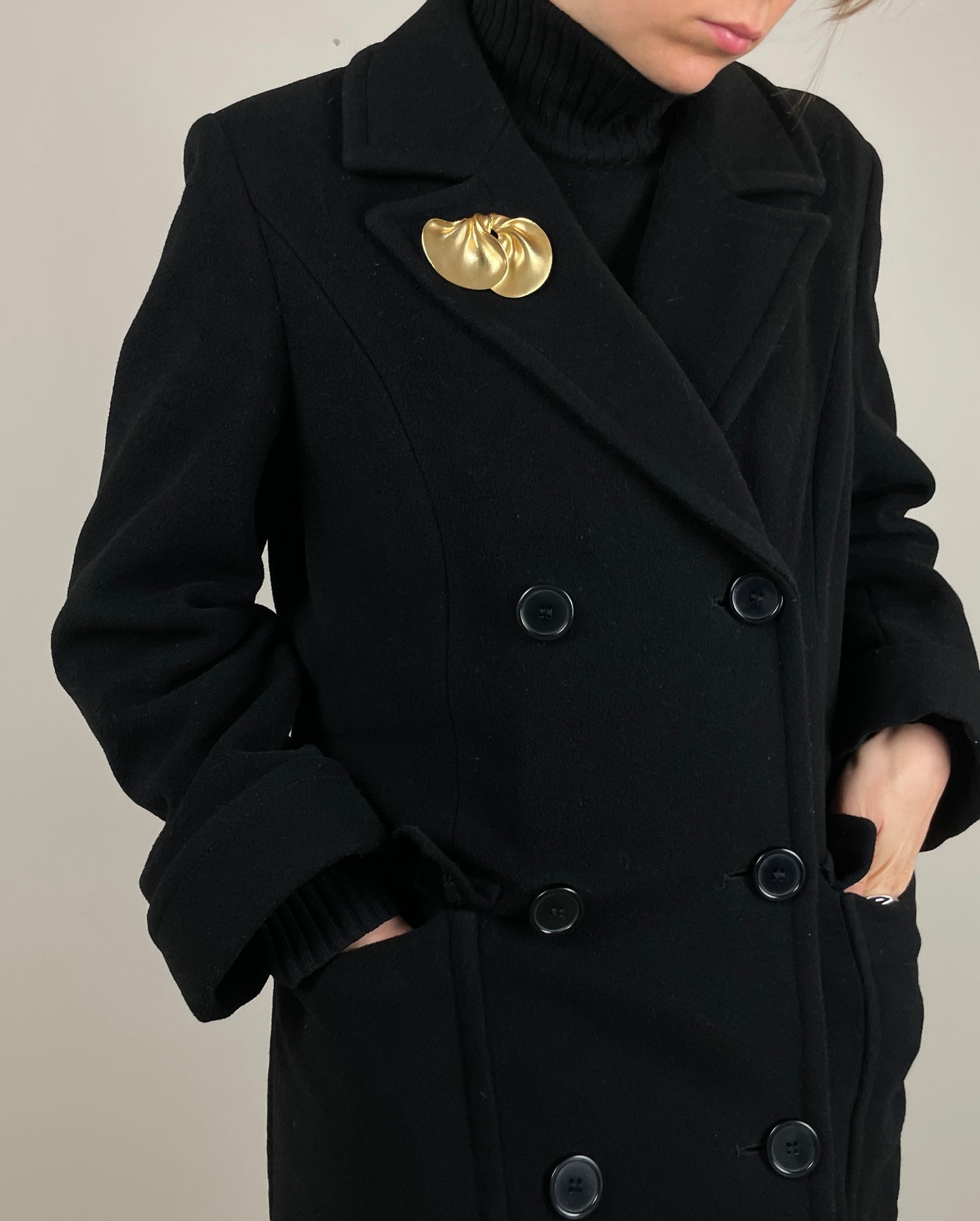 Long black wool coat