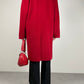 Cappotto rosso in lana, angora e cashmere