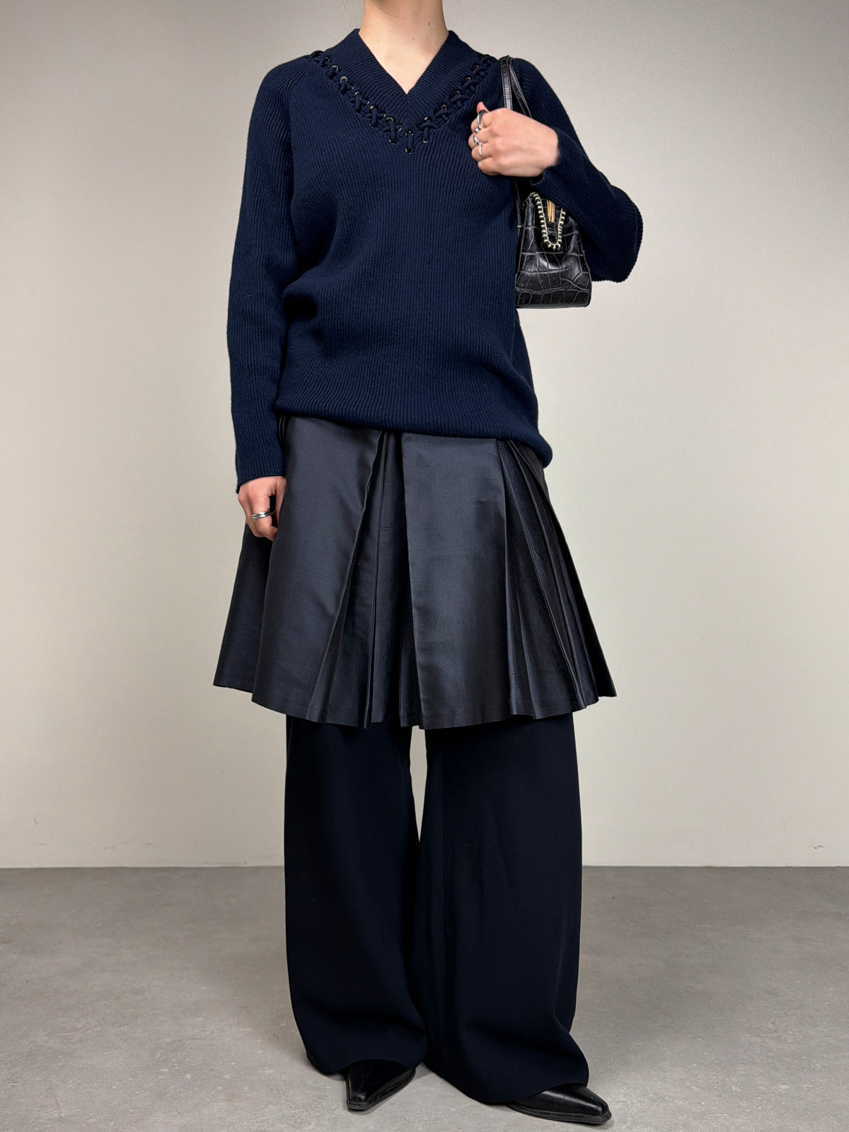 Maglione in lana e cashmere con intrecci