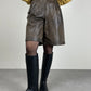 Bermuda vintage made in Italy in vera pelle marrone