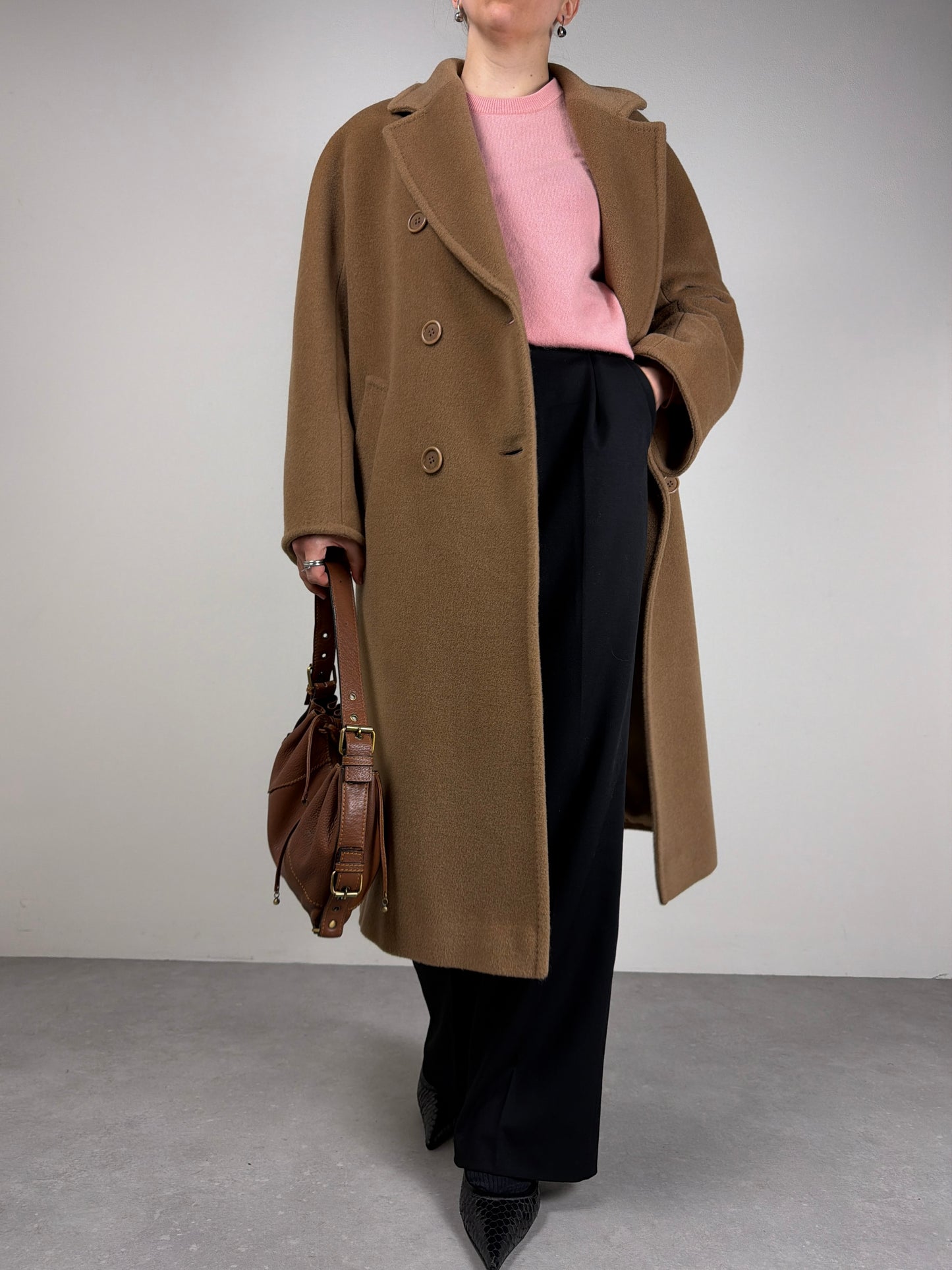 Cappotto in pura lana color cammello