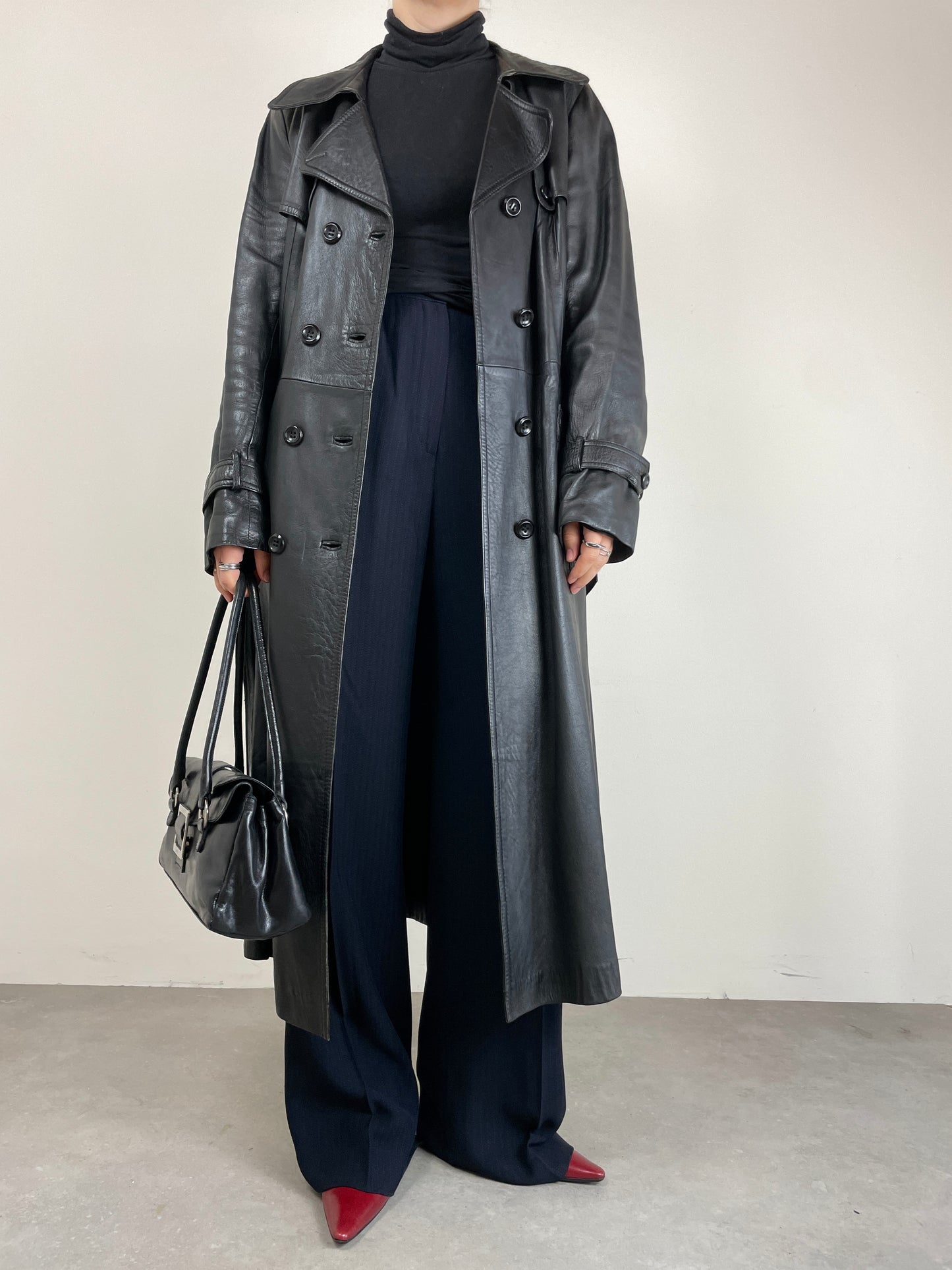 Trench vintage in vera pelle
