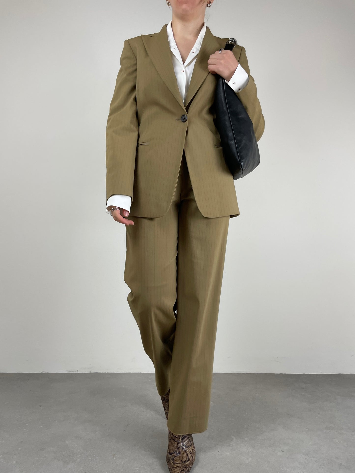 Completo vintage Made in Italy in misto lana gessato
