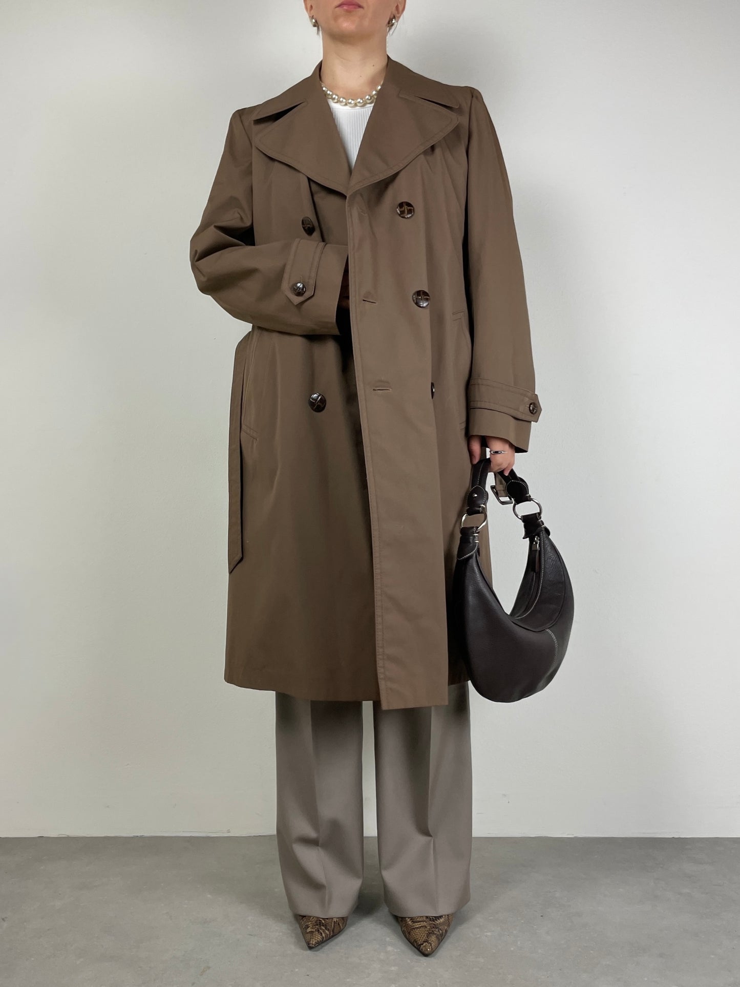 Trench vintage con gilet in finta pelliccia rimovibile