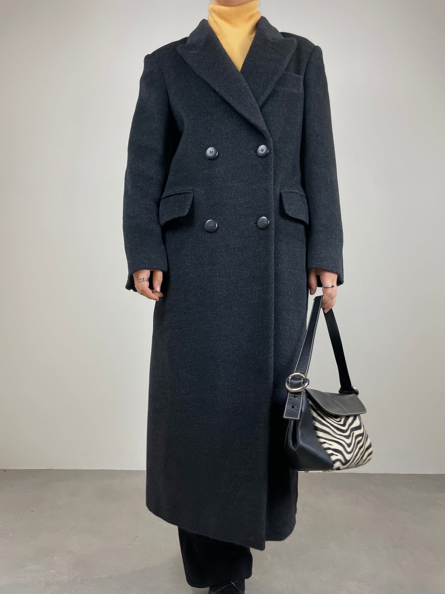 Cappotto lungo in pura lana color grigio