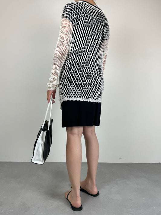 Cardigan all’uncinetto con motivo floreale