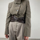 Armani Collezioni giacchetta in lana con dettagli in pelle