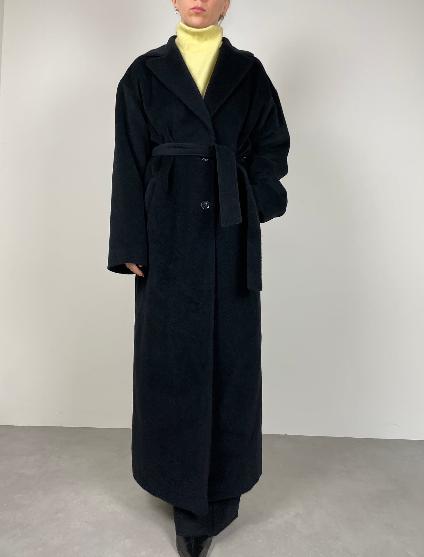 Black wool long coat