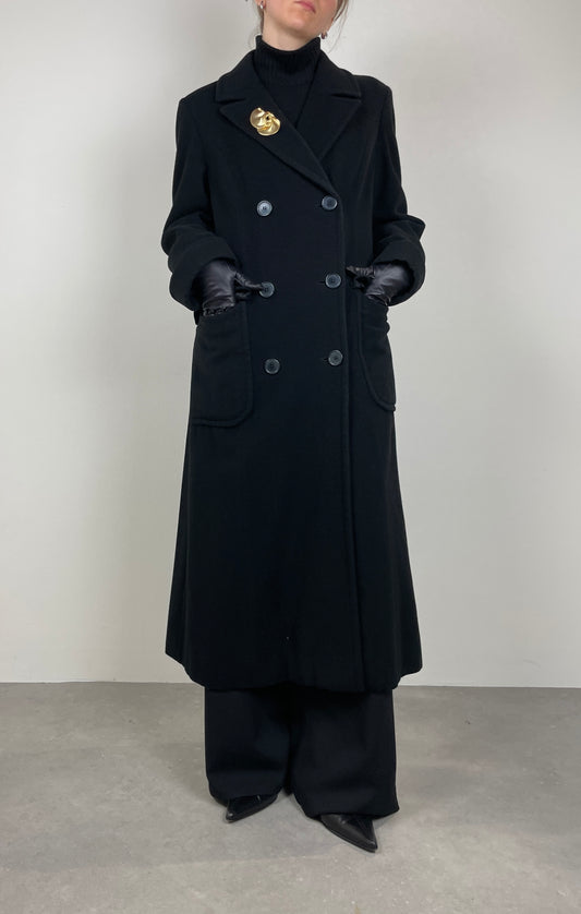 Long black wool coat