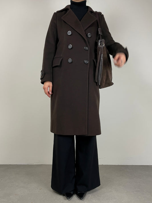 Cappotto in misto lana marrone