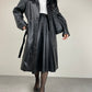Trench in vera pelle con collo in pelliccia Mongolia