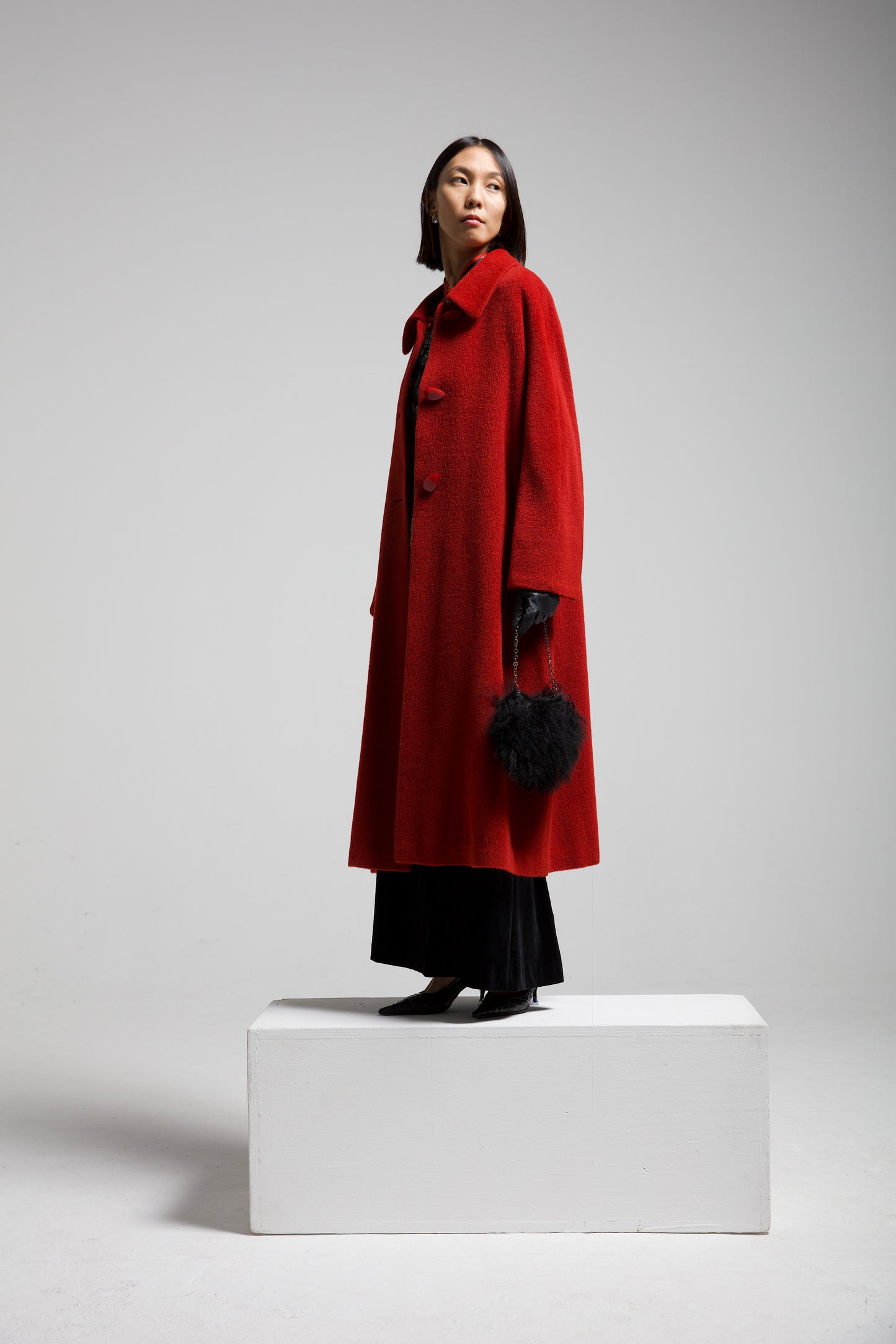Cappotto rosso in 100% alpaca