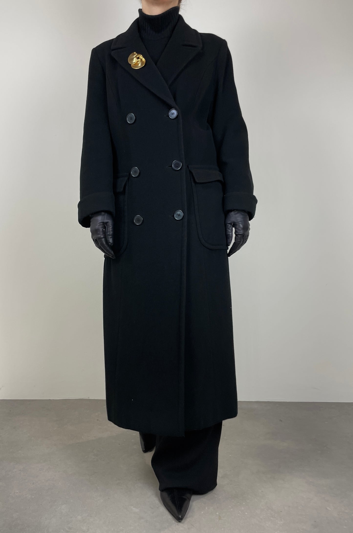 Long black wool coat