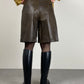 Bermuda vintage made in Italy in vera pelle marrone